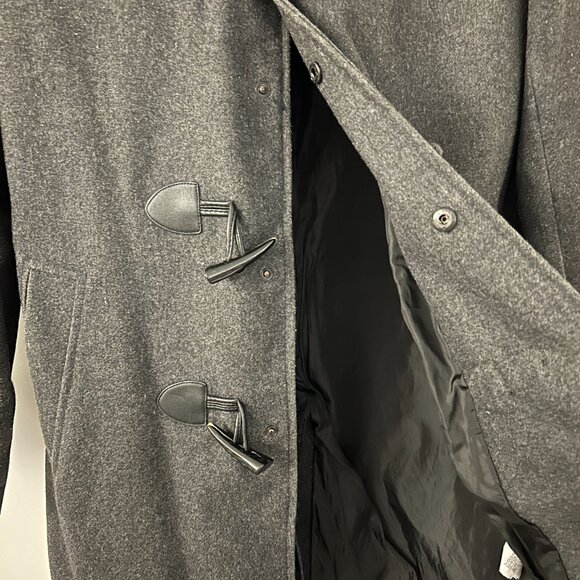Forever 21 Men's Wool Blend Charcoal Gray Button Up Trench Duffle Peacoat XS - Picture 9 of 10